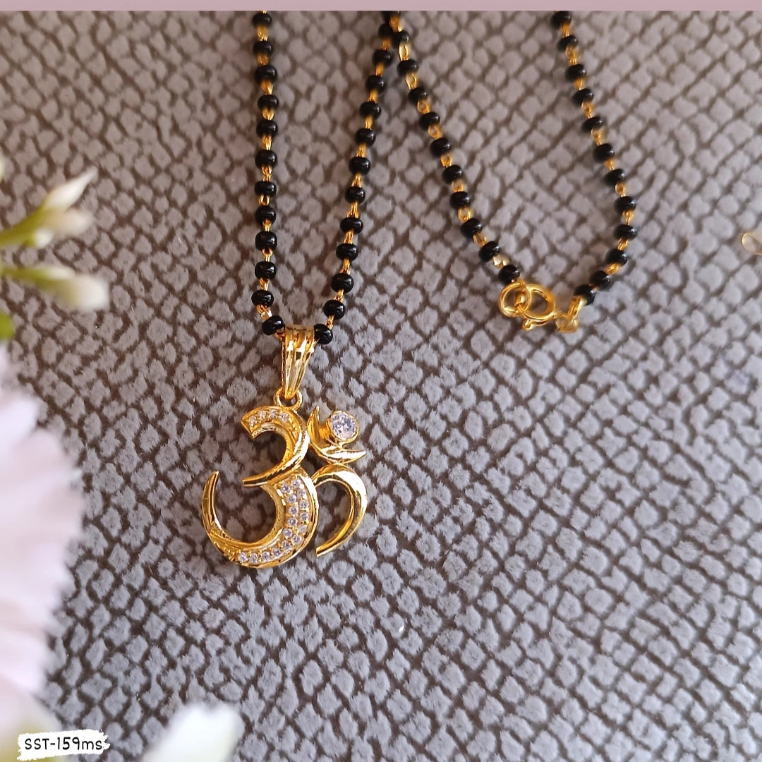 SST 159MS | OM SYMBOL BEAD CHAIN NECKLACE