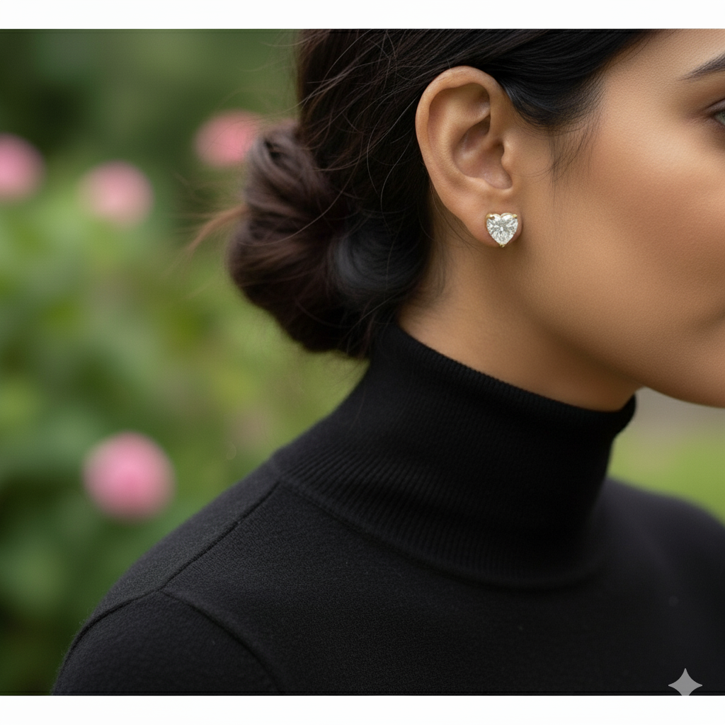 SST 065 | HEART SINGLE SOLITAIRE DIAMOND STUD