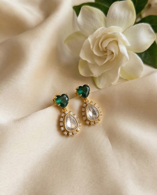 SST 570 GREEN | MOSSANITE POLKI EARRINGS