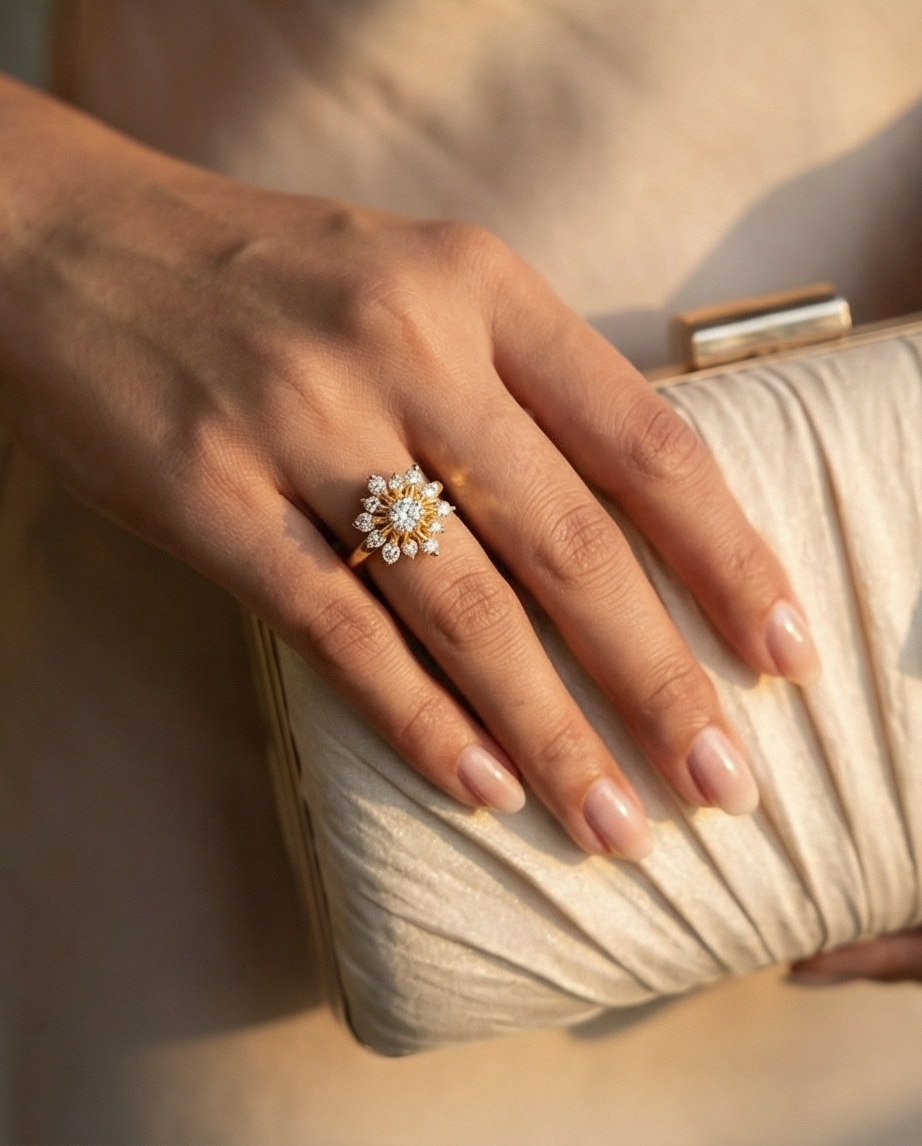 SST 200 | SUNFLOWER FLORAL PRIVILEGE DESIGNER DIAMOND RING