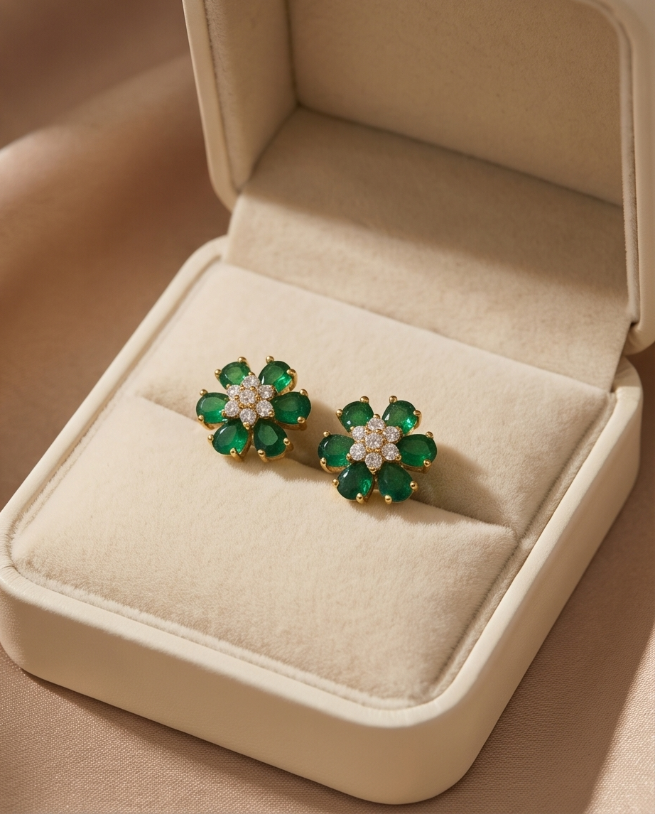 SST 606 | CRYSTAL FLORAL STUD EARRINGS