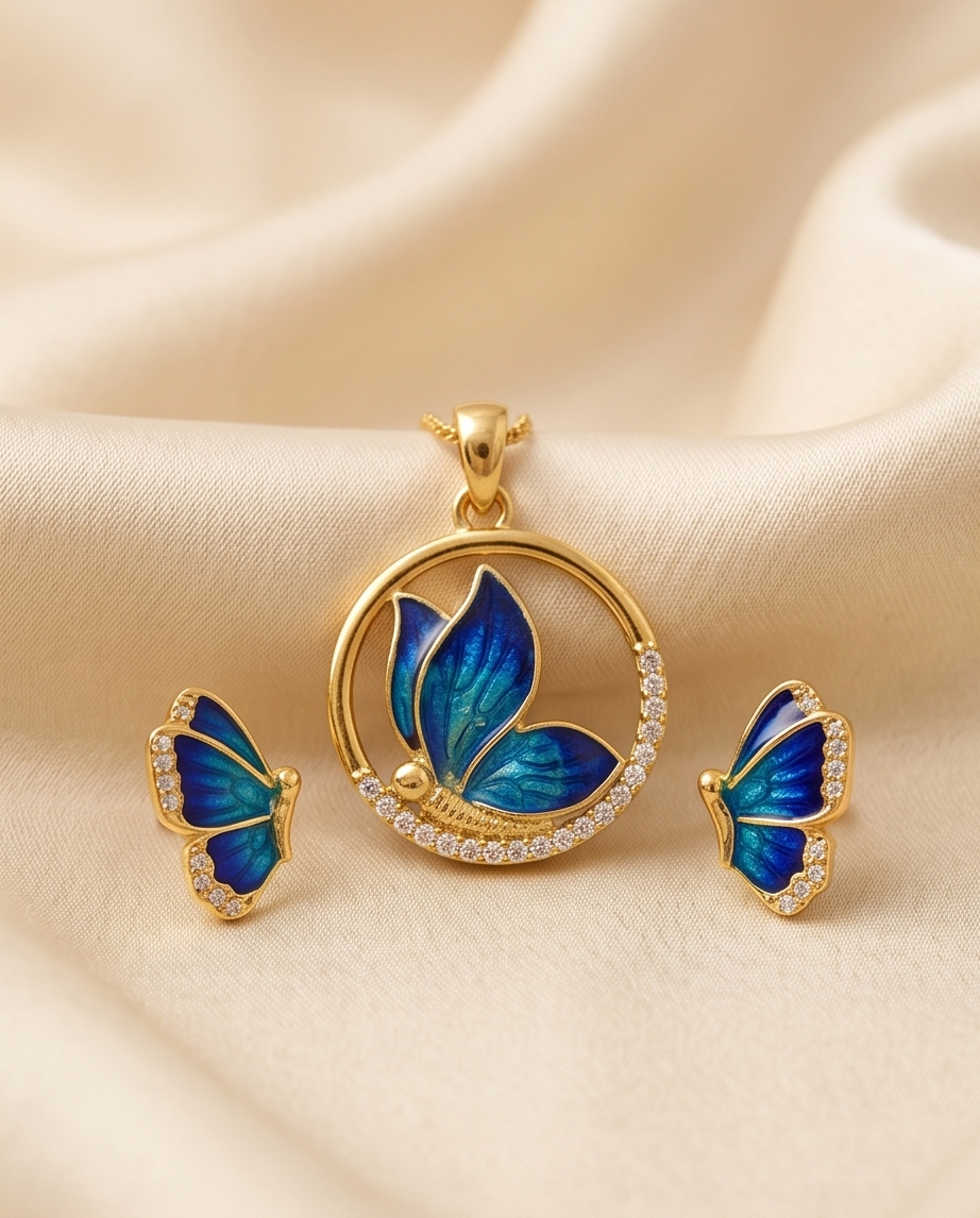 SST 338+339 | LUMINOUS BUTTERFLY PENDANT EARRINGS SET