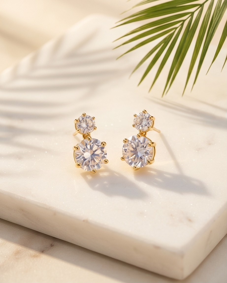 SST 224 | DOUBLE DIAMOND DROP EARRINGS