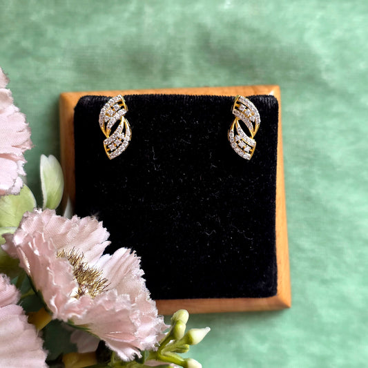 SST 503 | TWISTED LEAF STUD EARRINGS WITH DAZZLING STONES