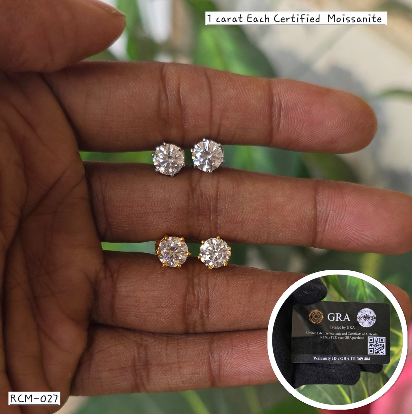 RCM 027 | Certified Moissanite Earrings | 925 Silver