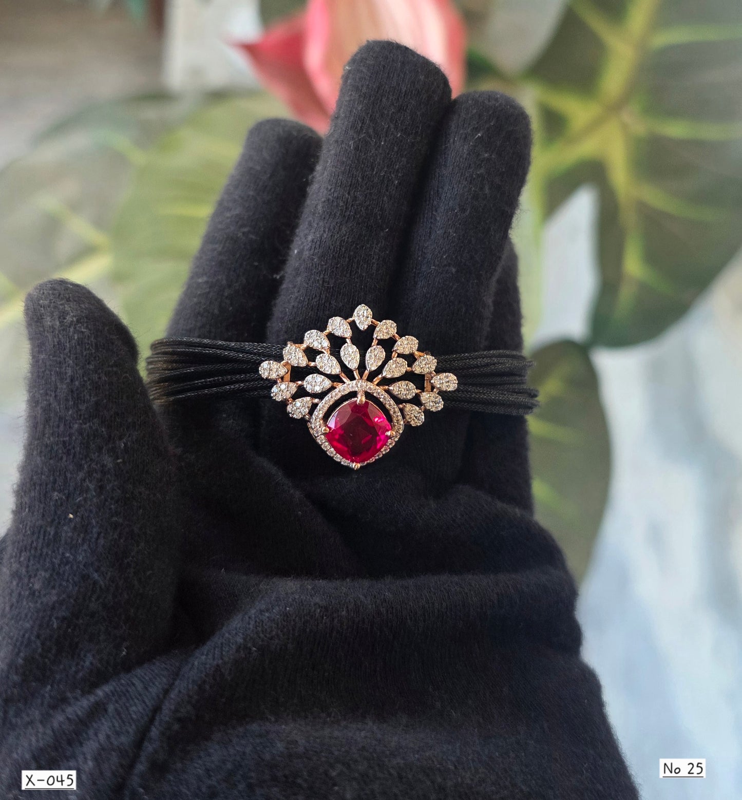 X 045 | BLACK RED STUD BRACELET