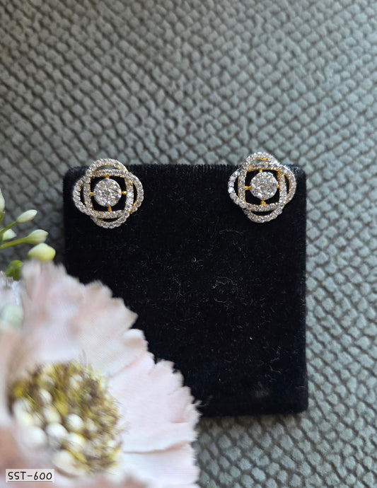 SST 600 | RADIANT FLORAL DIAMOND STUD EARRINGS