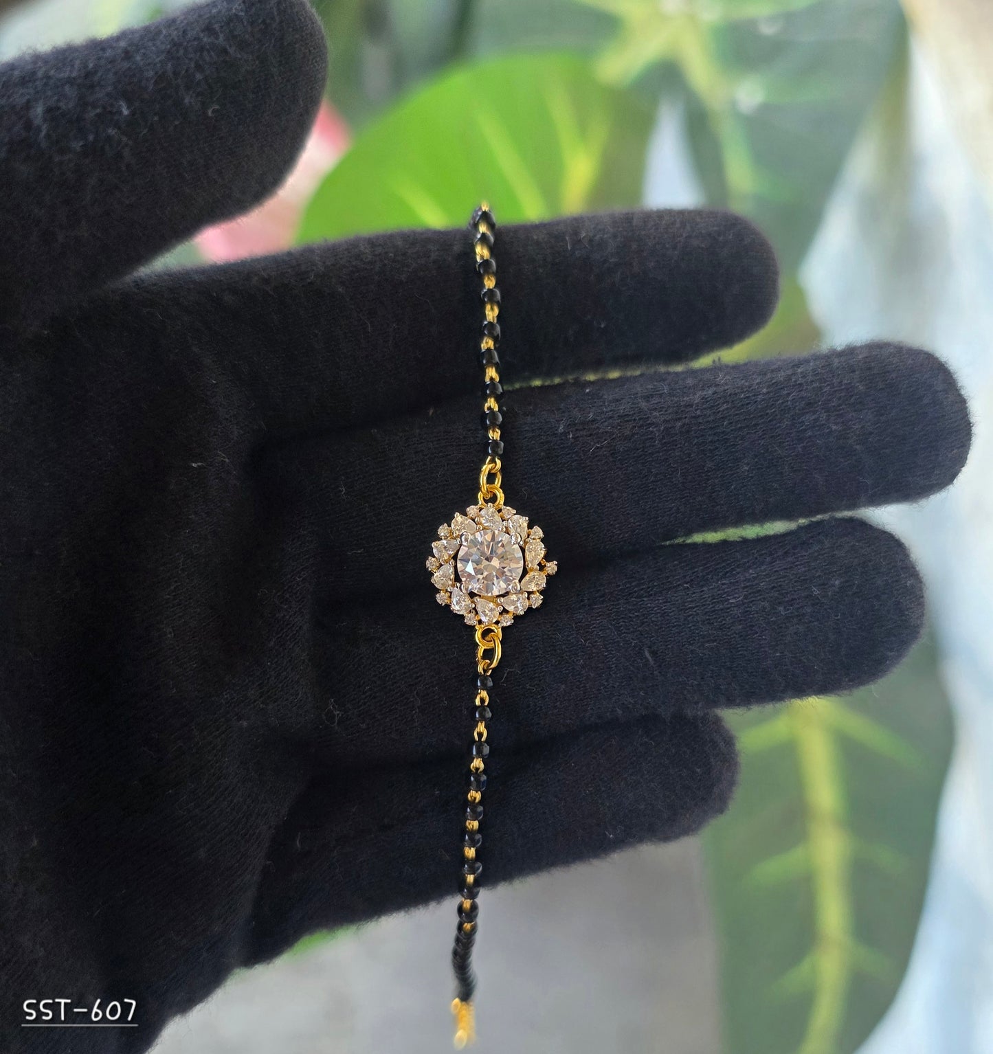 SST 607 | RADIANT HALO DIAMOND MANGALSUTRA BRACELET
