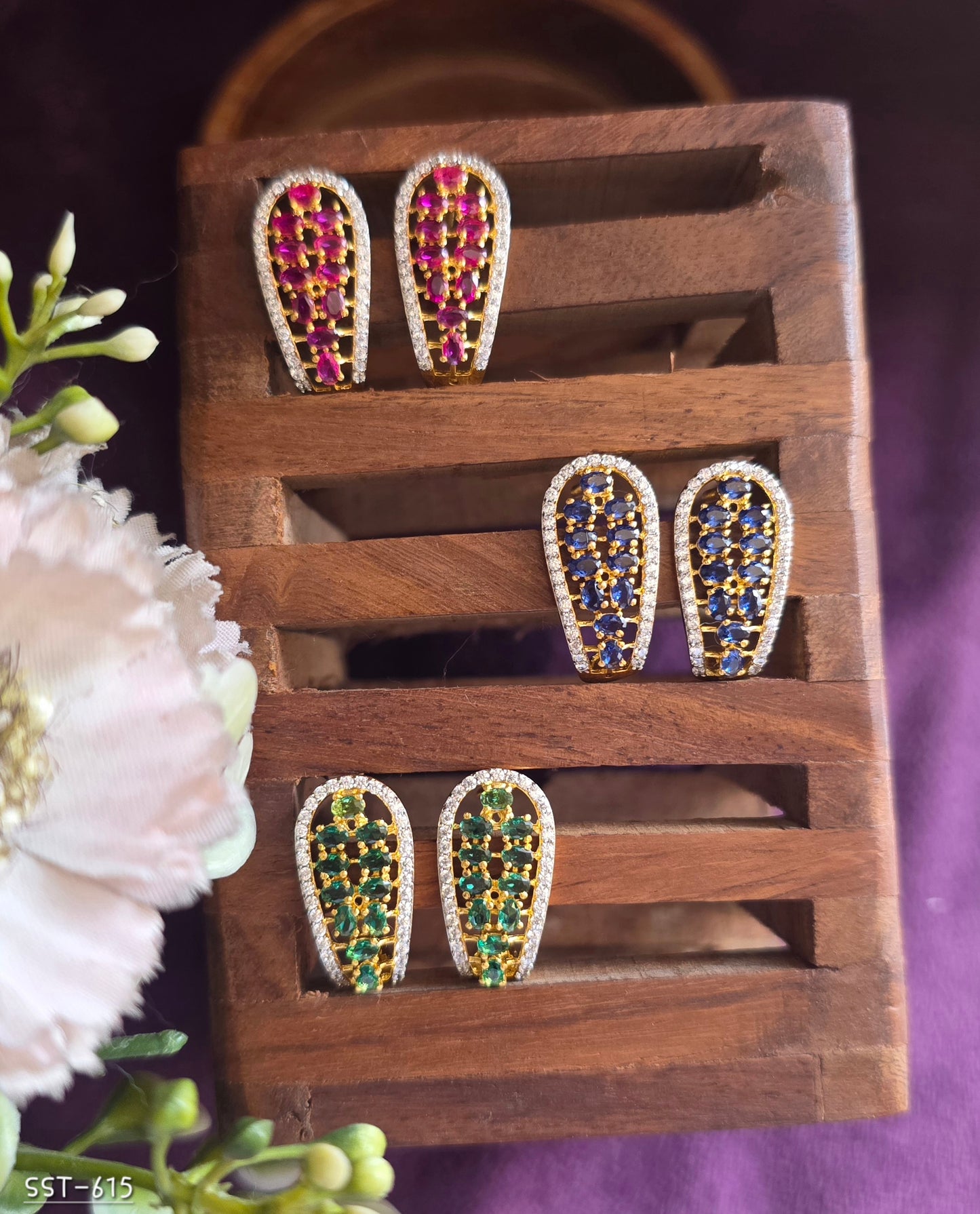 SST 615 | ROYAL SAPPHIRE HALO STUD EARRINGS