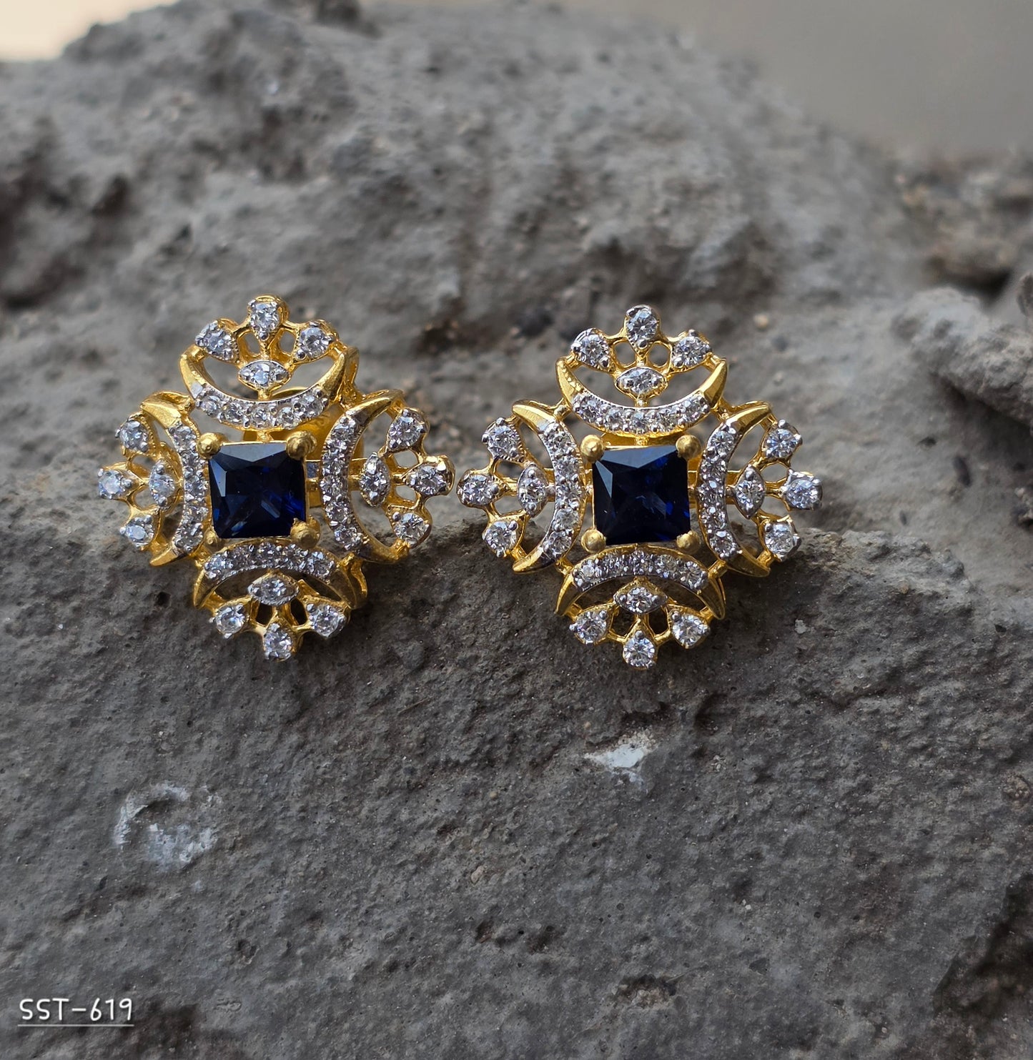 SST 619 | ROYAL RUBY FLORAL STUD EARRINGS
