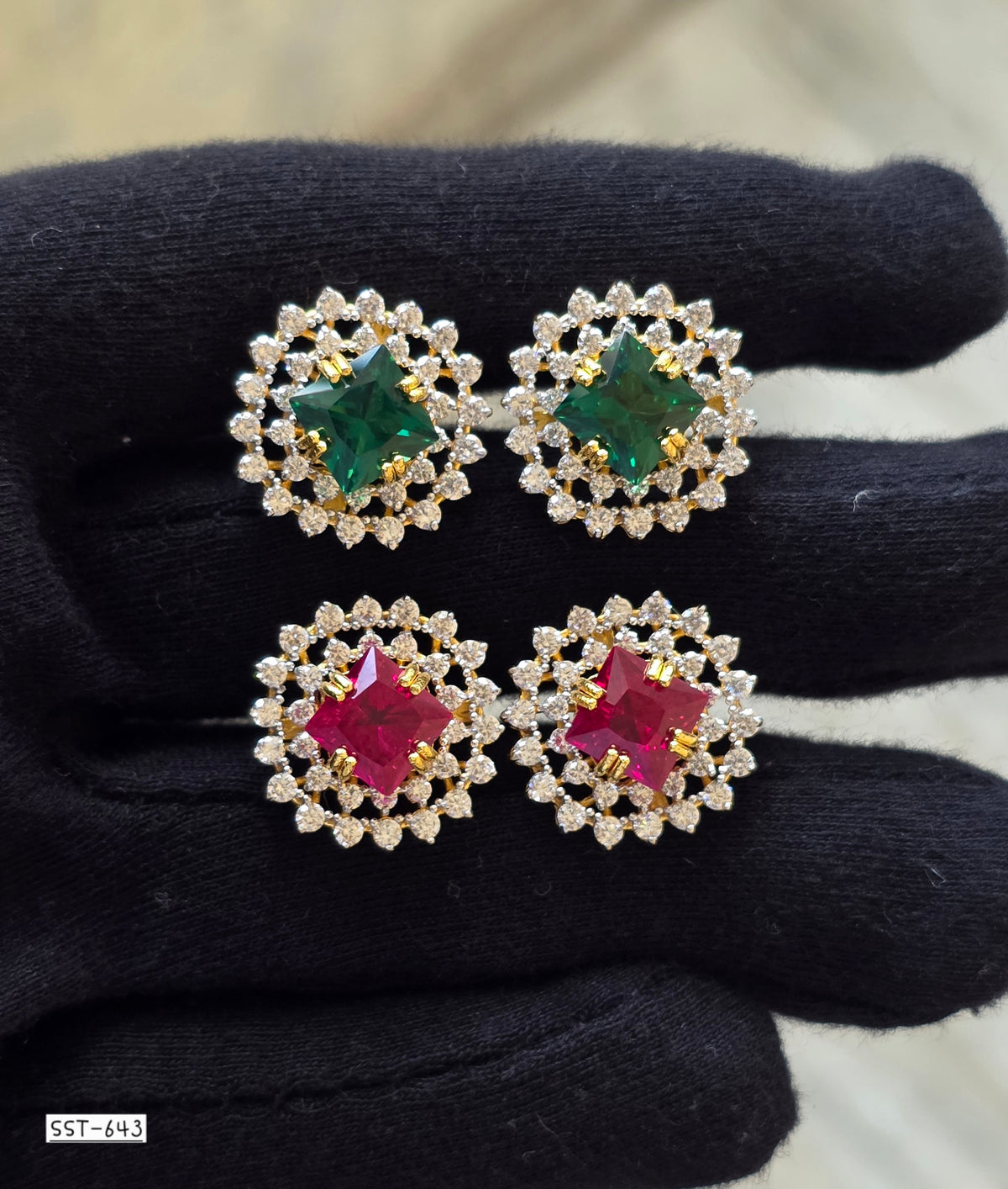 SST 643 | RADIANT RUBY HALO STUD EARRINGS