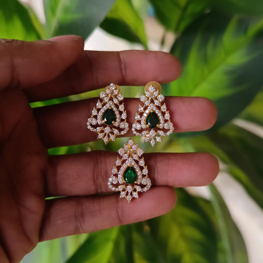 SST 254P+347 GREEN | PENDANT EARRINGS SET