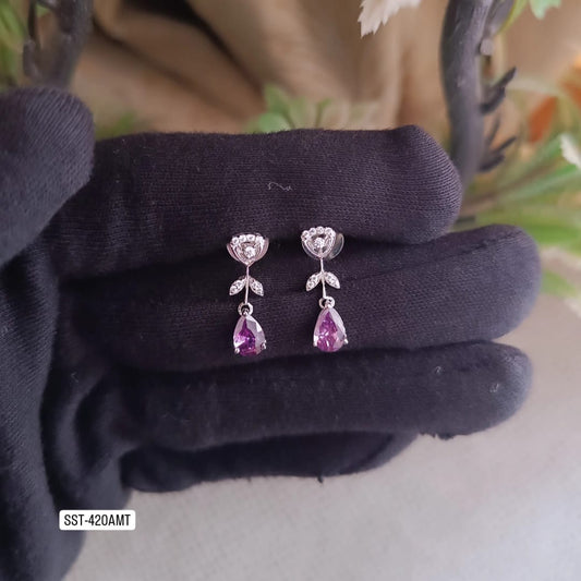 SST 420Amt | FLORAL AMETHYST DROP EARRINGS