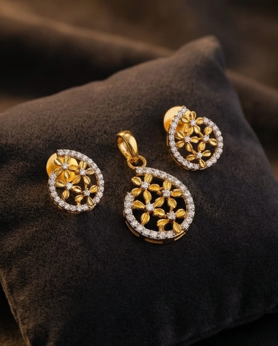 SST 530 | FLORAL WHIRL PENDANT AND EARRINGS SET