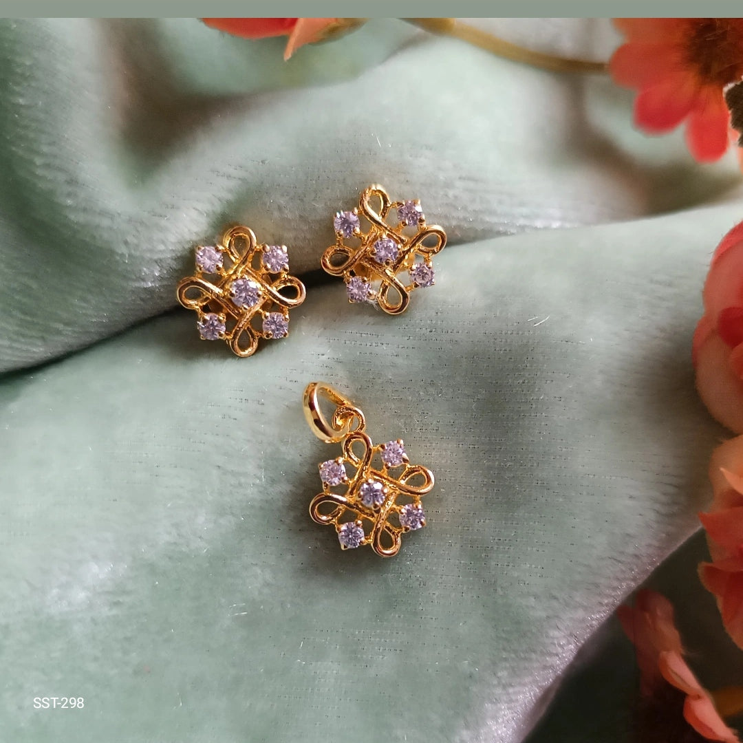 SST 298 | ELEGANT CRYSTAL-SET PENDENT AND EARRINGS