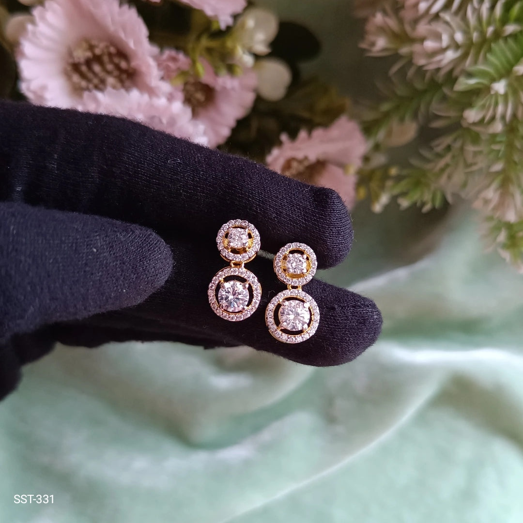 SST 331 | DOUBLE HALO STONE DROP EARRINGS