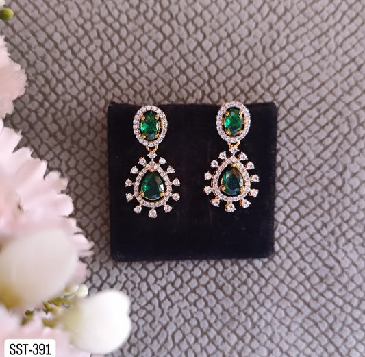 SST 391 | ELEGANT GREEN STONE DROPS EARRINGS