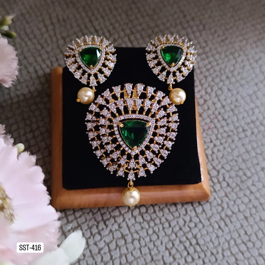 SST 416 | ELEGANT STONE PENDANT AND EARRING SET