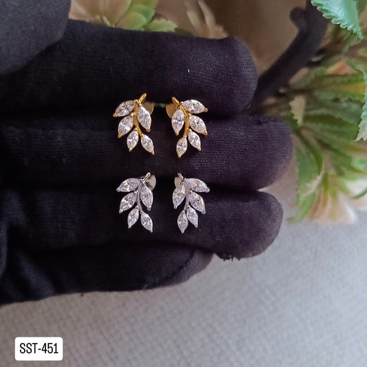 SST 451 | SPARKLING LEAF STUD EARRINGS