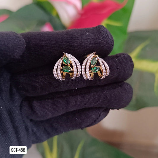 SST 458 | LUXURIOUS GREEN GEM STUDDED EARRINGS