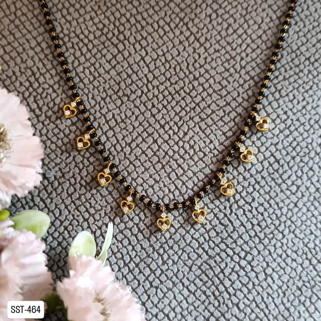 SST 464 | HEART PENDANT BLACK BEAD MANGALSUTRA