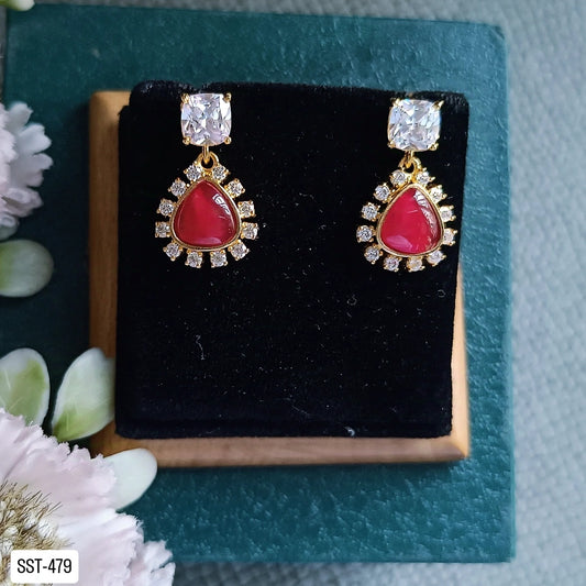 SST 479 | EMERALD & CZ DROP EARRINGS