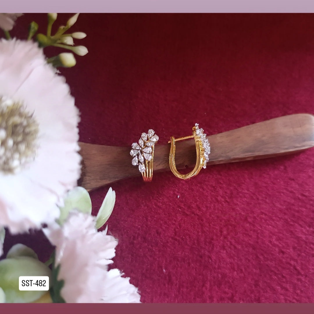 SST 482 | CZ HALF-HOOP EARRINGS