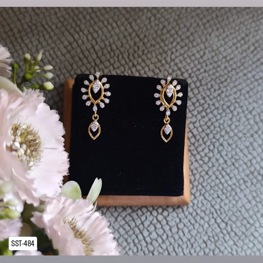 SST 484 | ELEGANT DROP EARRINGS WITH DIAMOND ACCENTS