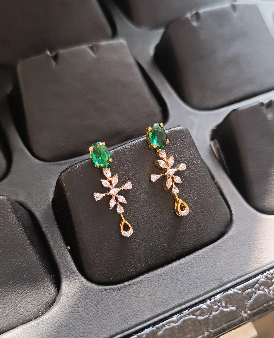 SST 273 | ELEGANT EMERALD AND CZ DROP EARRINGS