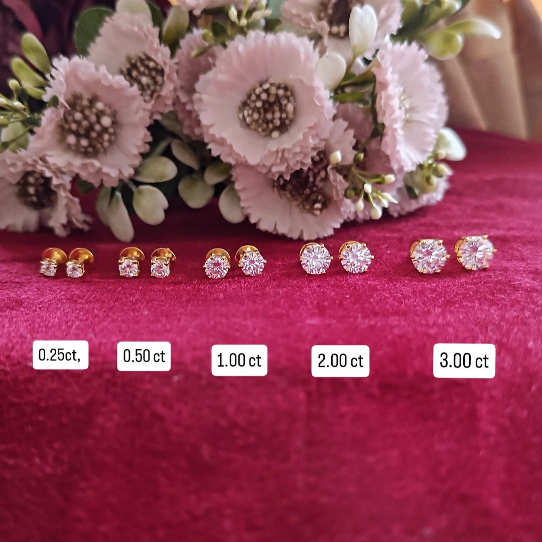 1.00 CARAT EACH |6.50MM SOLITAIRE STUD | EARRINGS