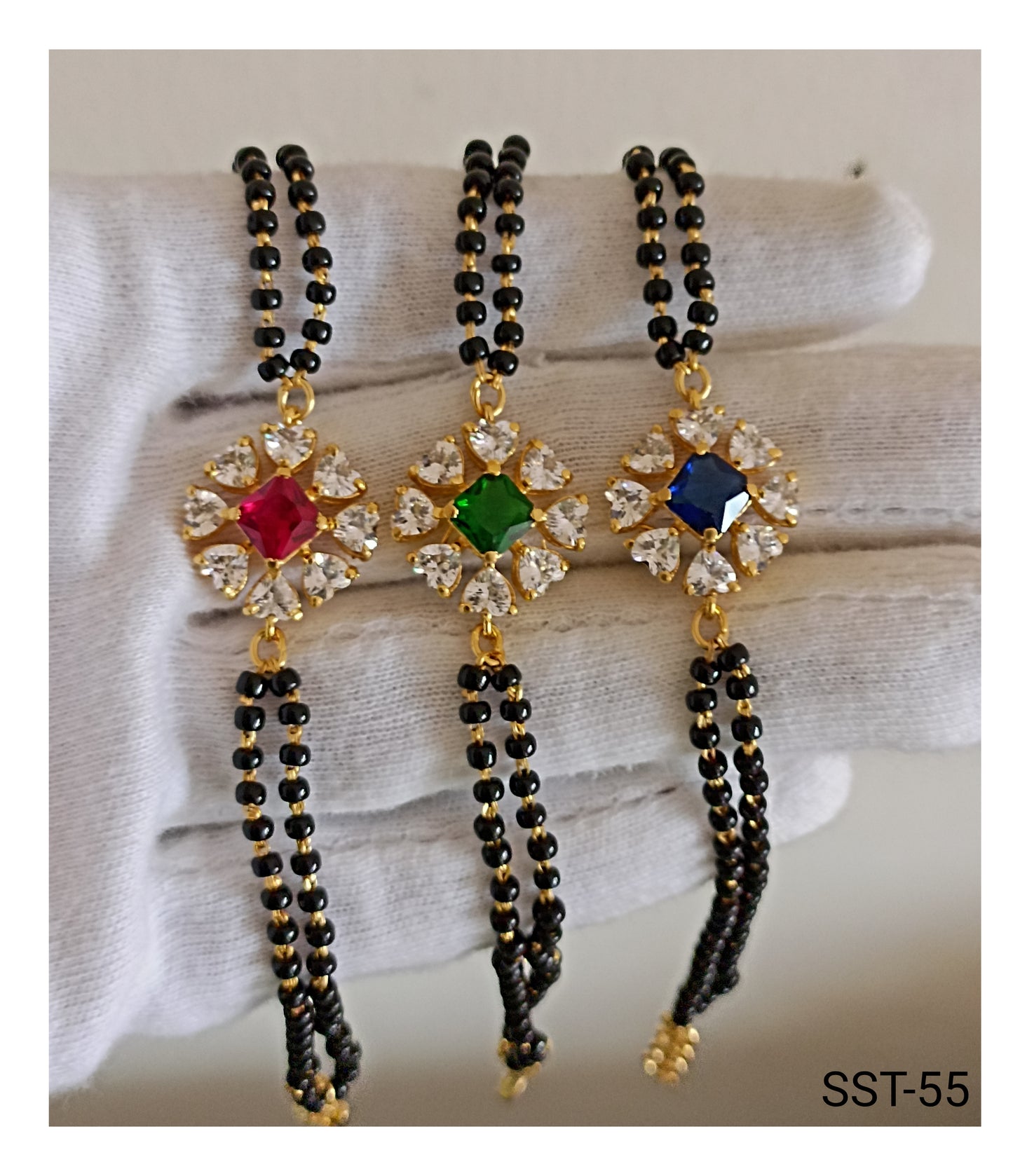 SST 055 | FLORAL GEMSTONE HAND MANGALSUTRA