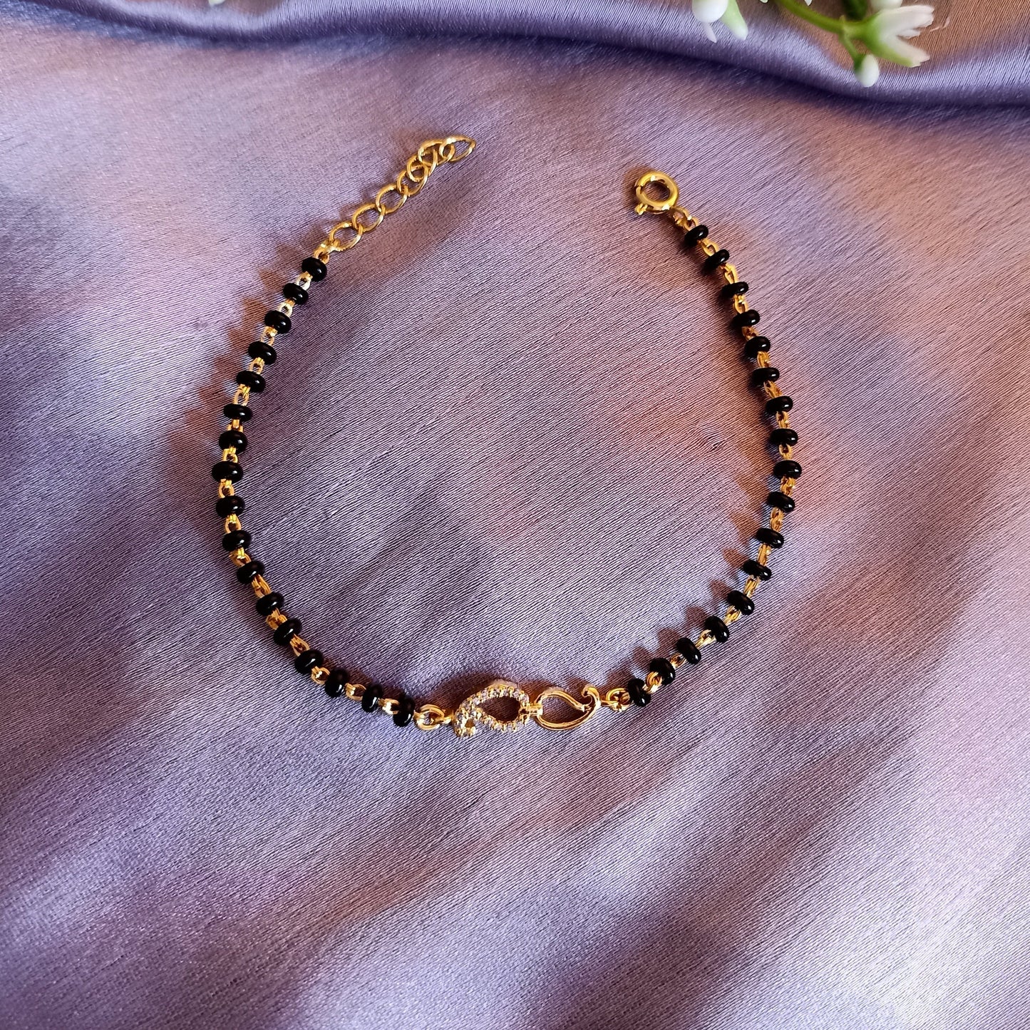 SST 168 | LEAF BLACK BEADS MANGALSUTRA BRACELET