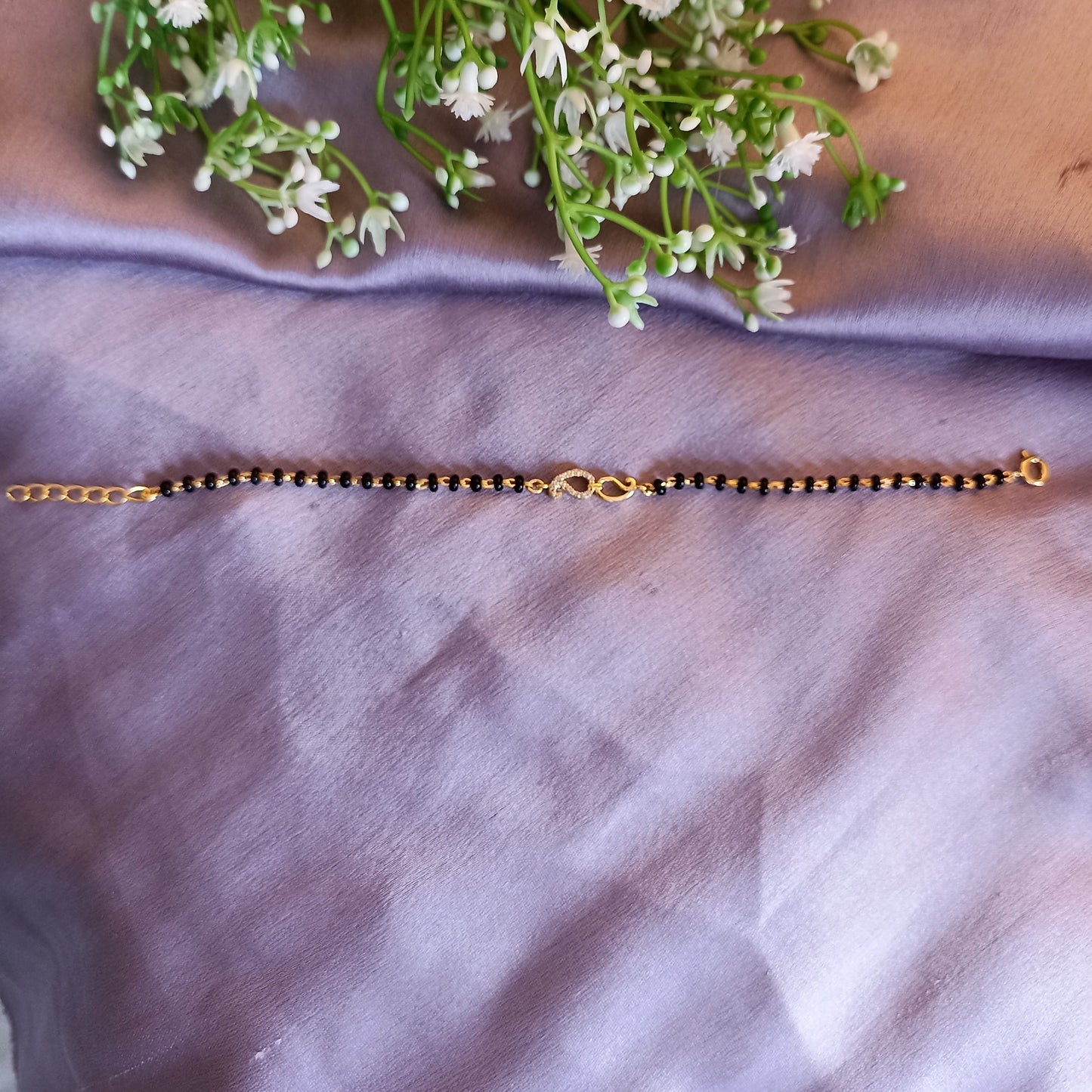 SST 168 | LEAF BLACK BEADS MANGALSUTRA BRACELET