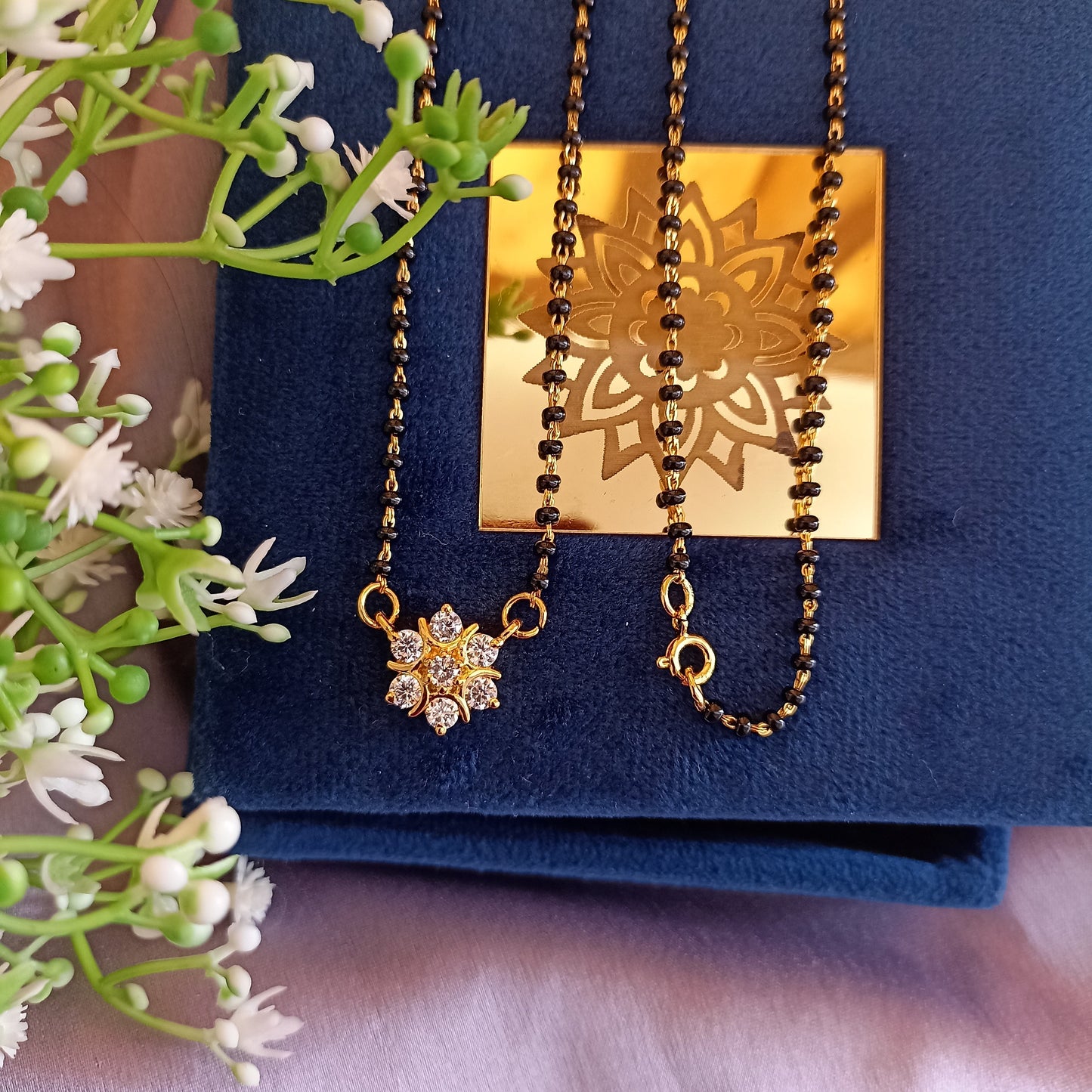 SST 092 | FLORAL BLACK BEADS MANGALSUTRA