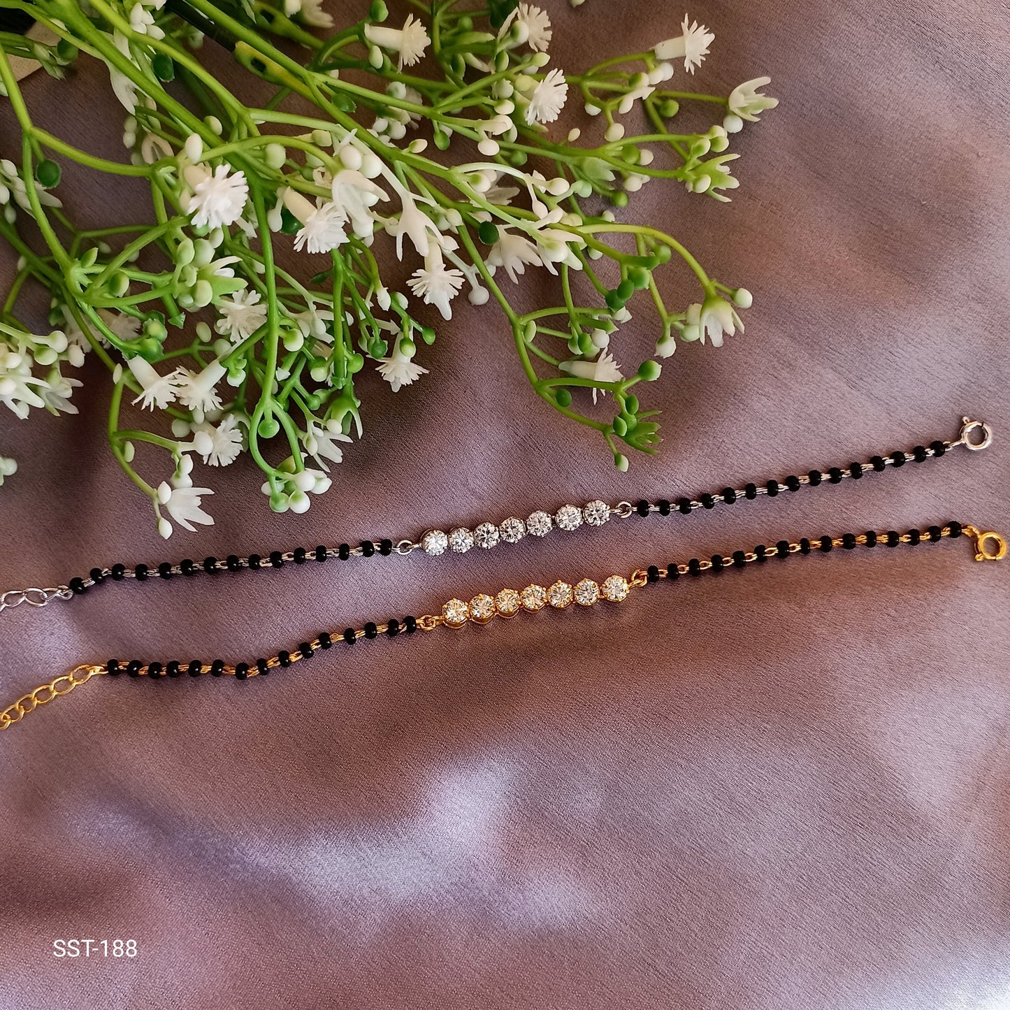 SST 188 | SOLITAIRE BLACK BEADS BRACELET