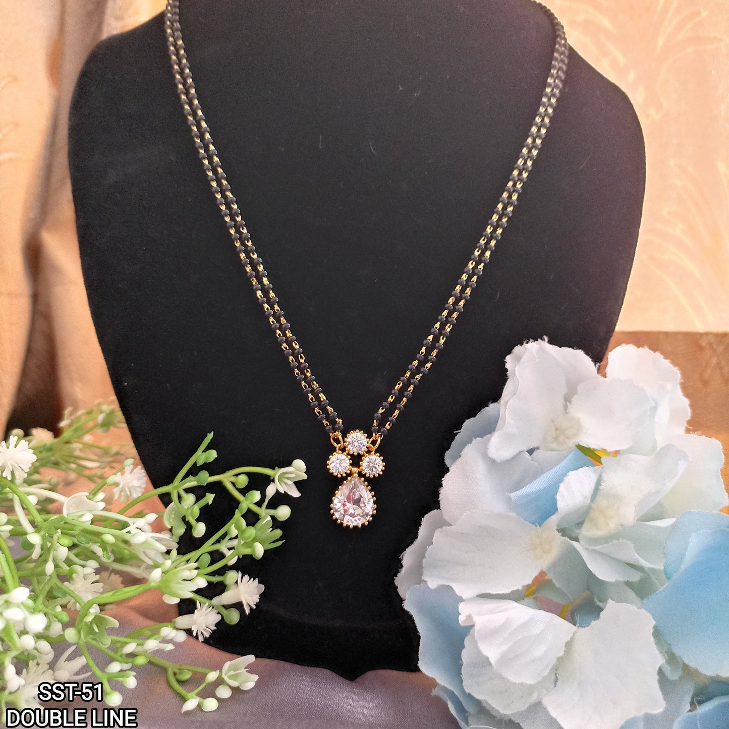 SST 051 | SPARKLING TEARDROP DOUBLE LINE MANGALSUTRA
