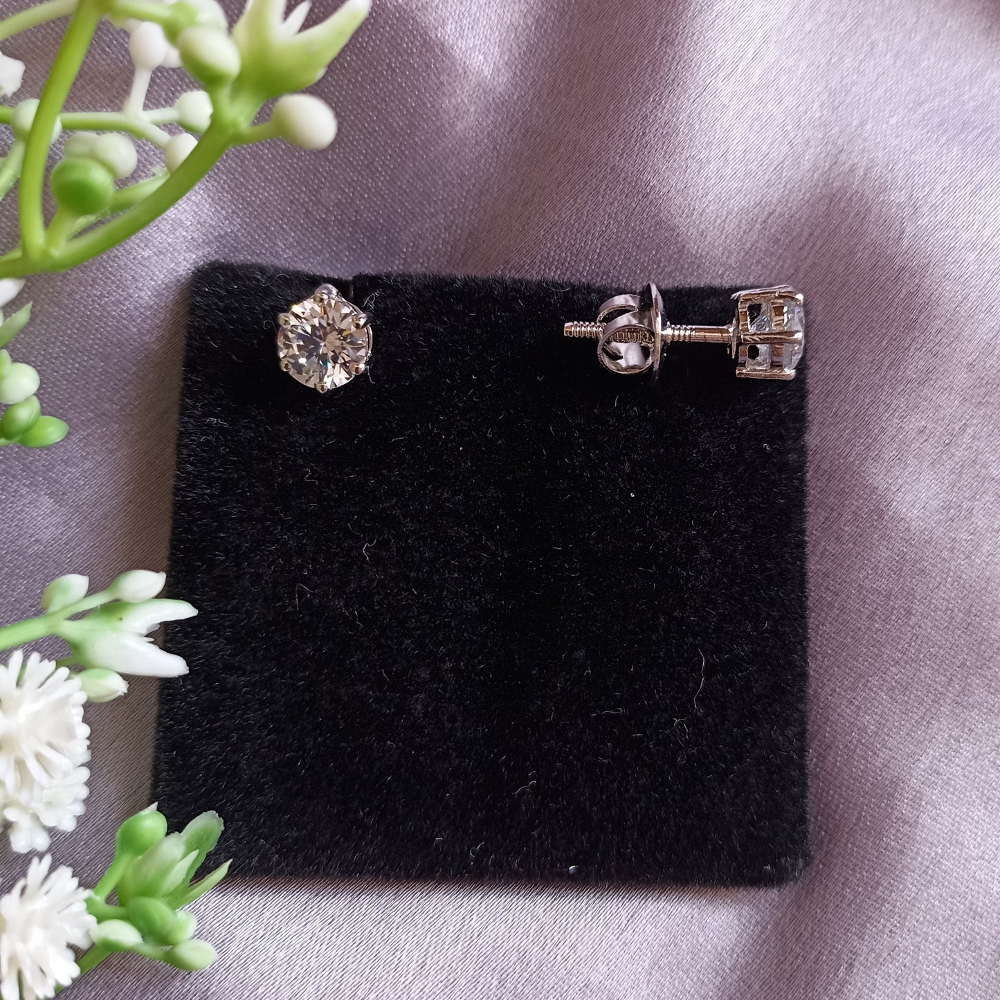 1.00 CARAT EACH |6.50MM SOLITAIRE STUD | EARRINGS