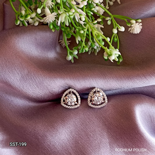 SST 199 | SINGLE DIAMOND WITH TRIANGLE HALO EARRING