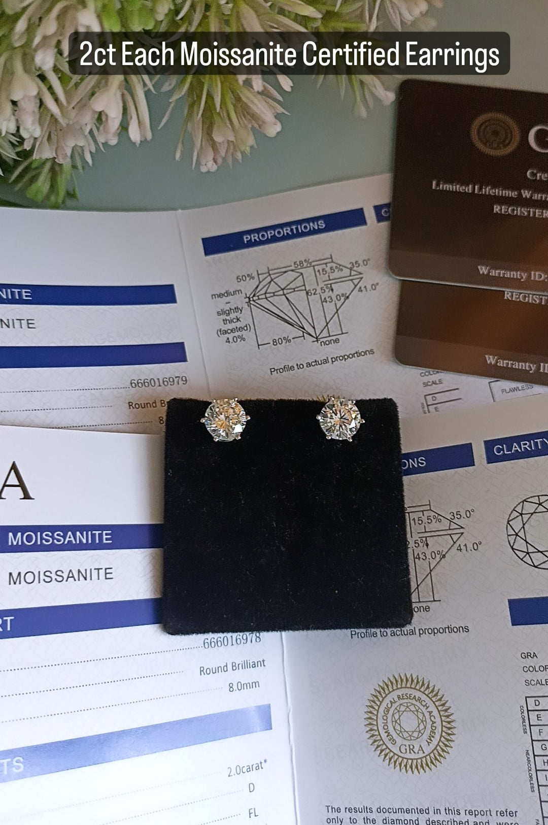 M2 2CT EACH CERTIFIED MOISSANITE