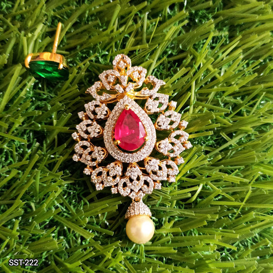 SST 222 | RUBY AND EMERALD PEARL DROP PENDENT