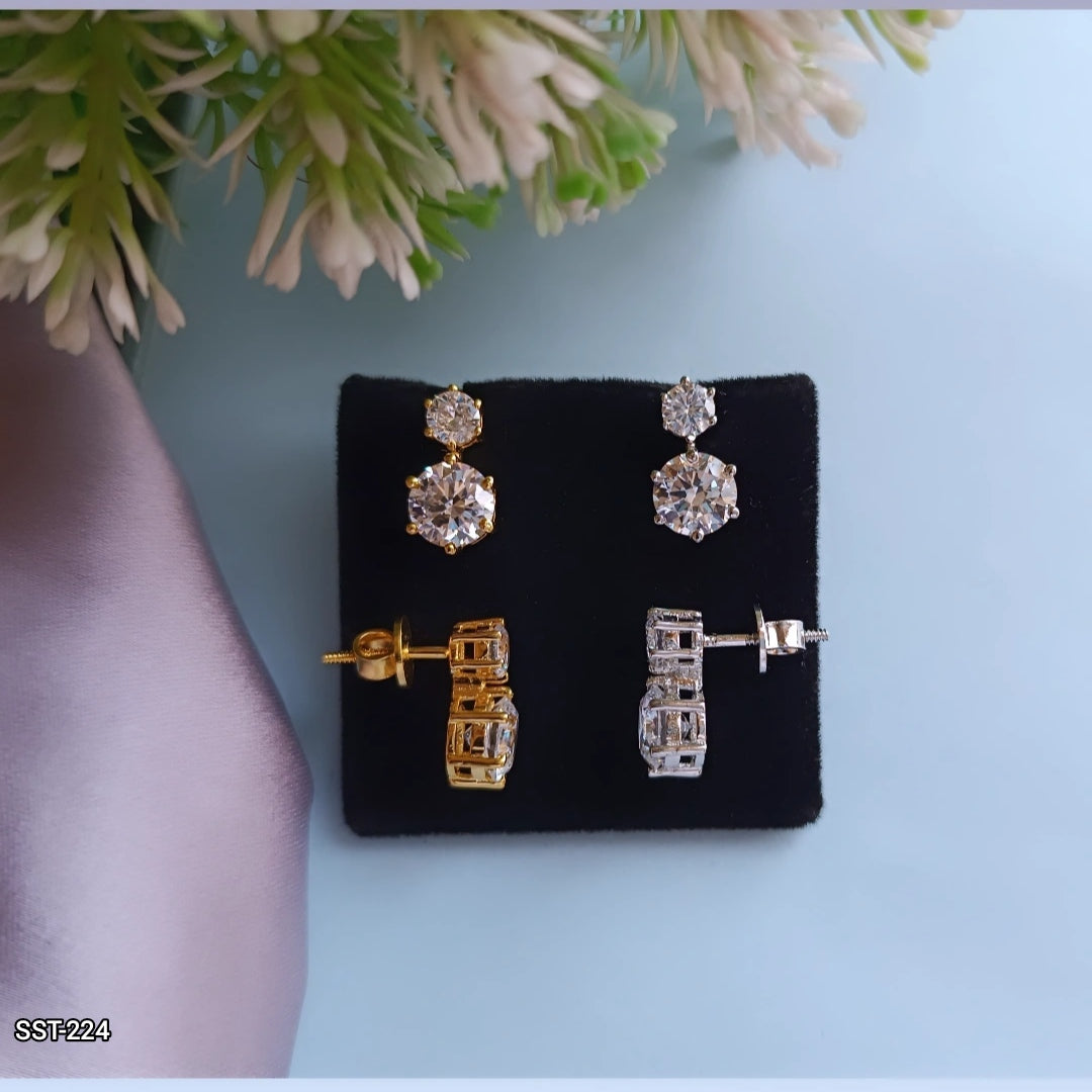 SST 224 | DOUBLE DIAMOND DROP EARRINGS