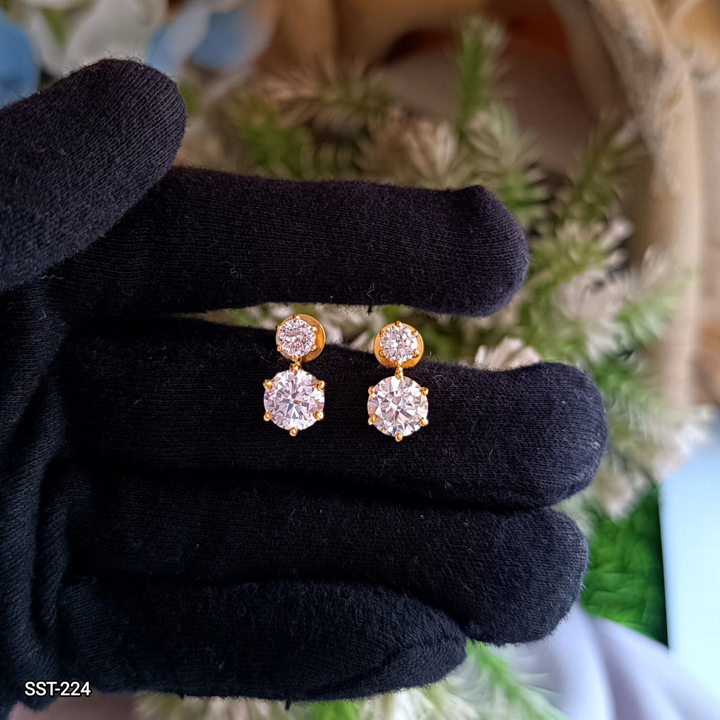 SST 224 | DOUBLE DIAMOND DROP EARRINGS