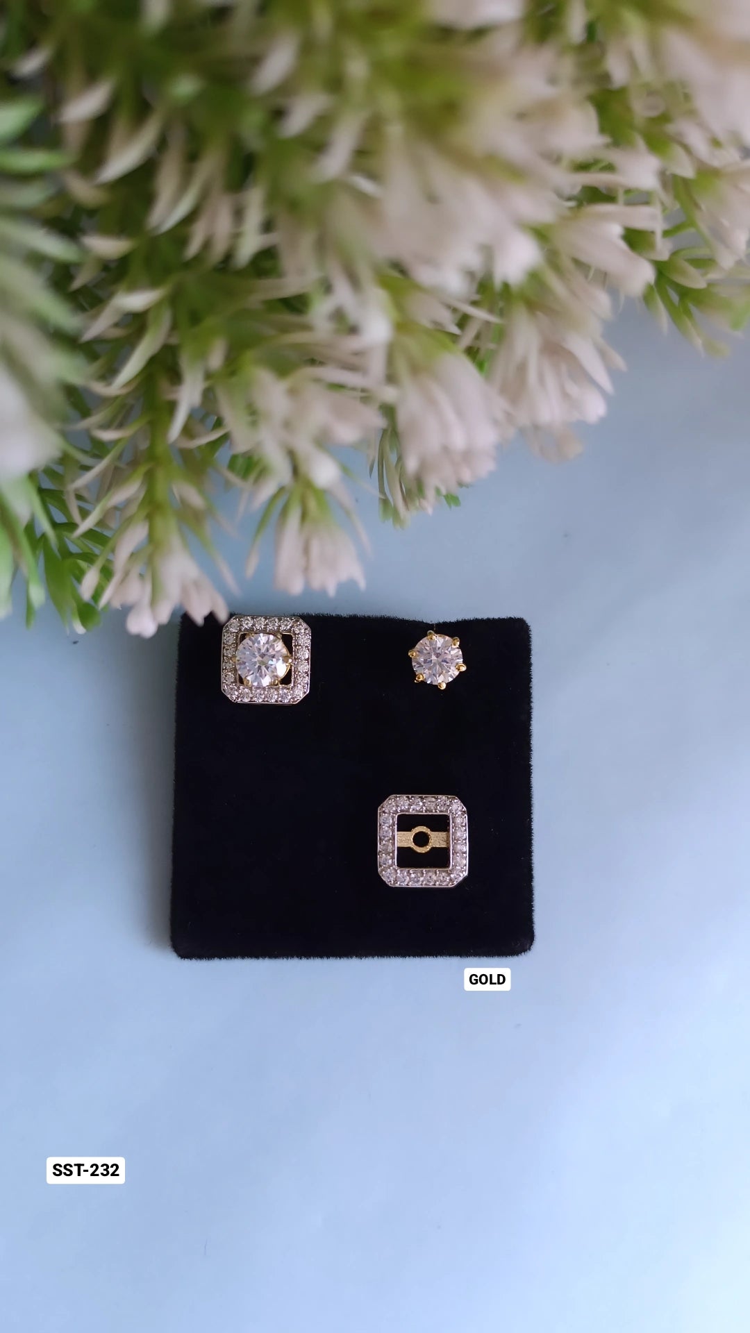 SST 232 | SQUARE DIAMOND STUD EARRINGS SET