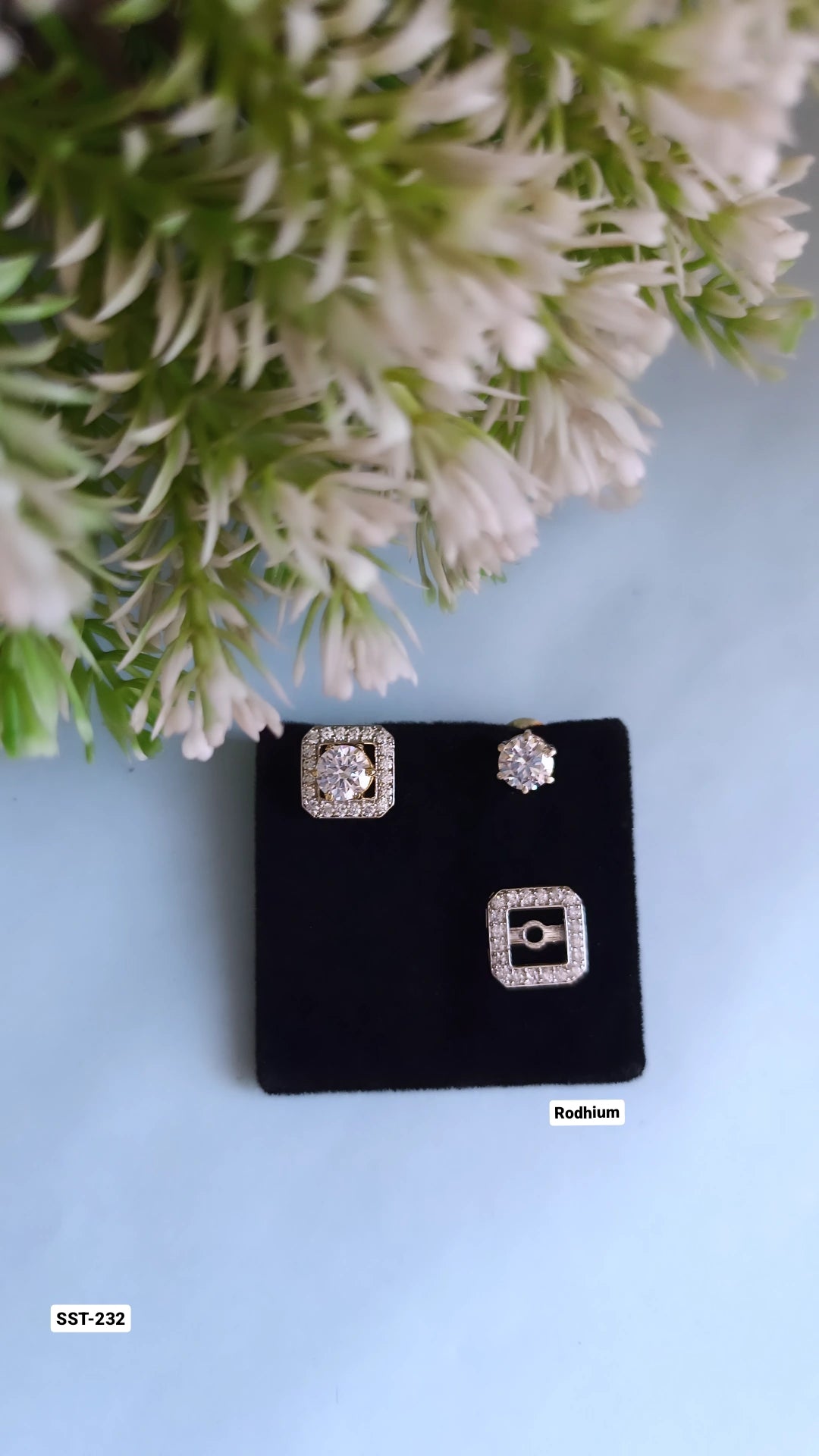 SST 232 | SQUARE DIAMOND STUD EARRINGS SET