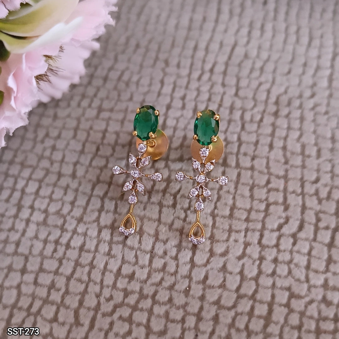 SST 273 | ELEGANT EMERALD AND CZ DROP EARRINGS
