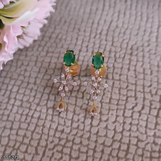 SST 273 | ELEGANT EMERALD AND CZ DROP EARRINGS
