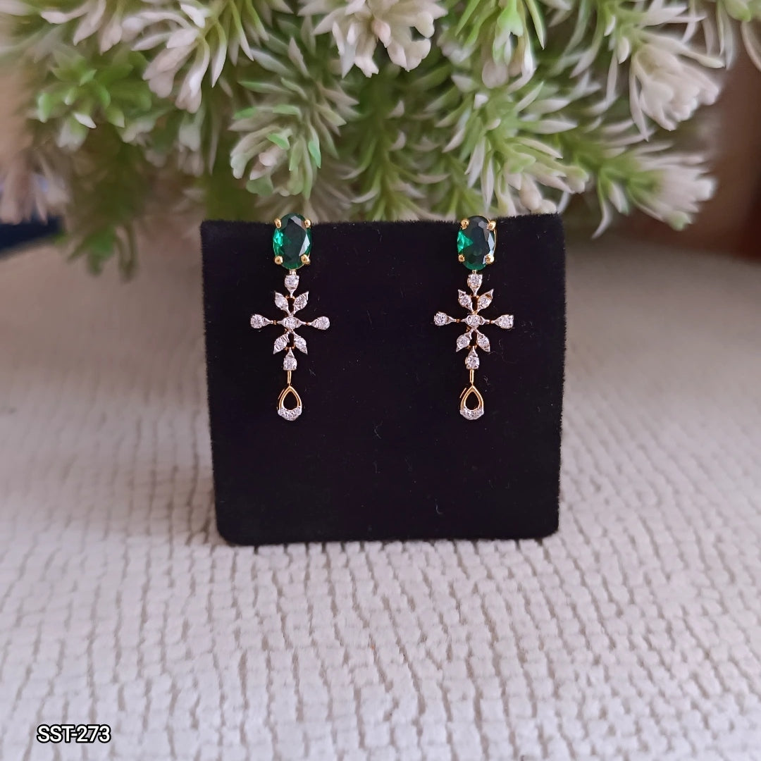 SST 273 | ELEGANT EMERALD AND CZ DROP EARRINGS