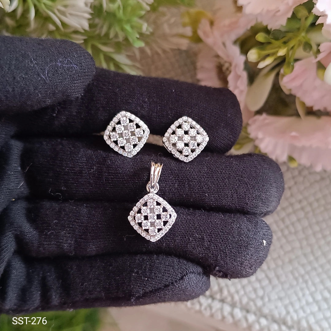 SST 276 | ELEGANT DIAMOND ACCENT PENDANT AND EARRINGS SET