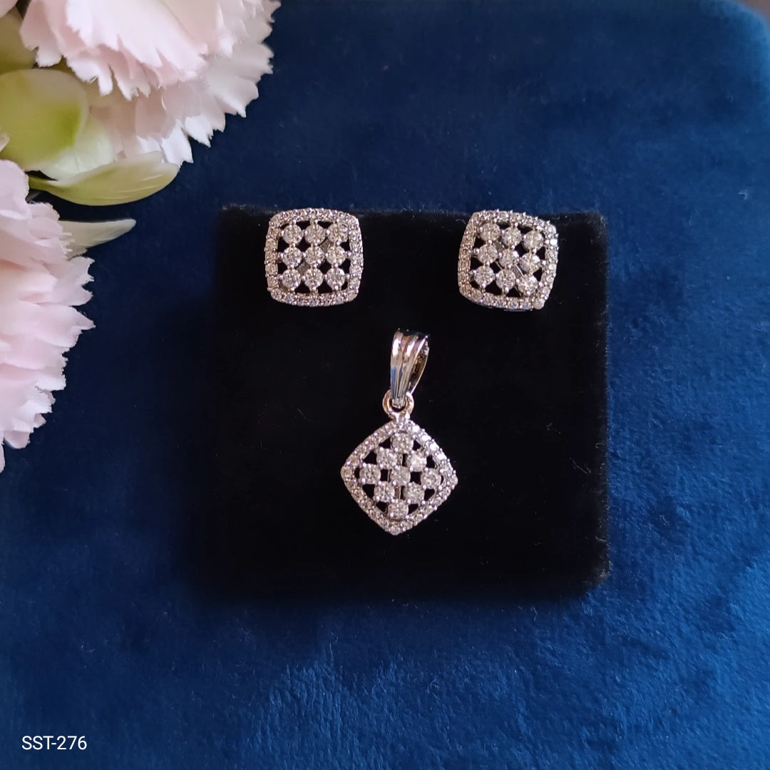 SST 276 | ELEGANT DIAMOND ACCENT PENDANT AND EARRINGS SET
