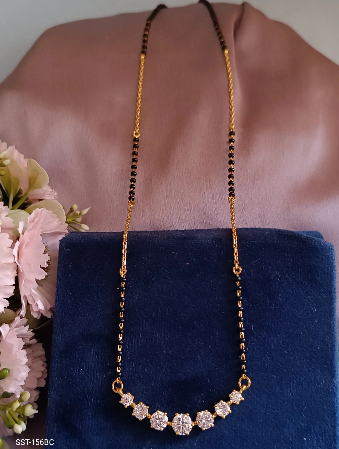 SST 156BC | 7 DIAMOND SOLITAIRE MANGALSUTRA IN BC CHAIN